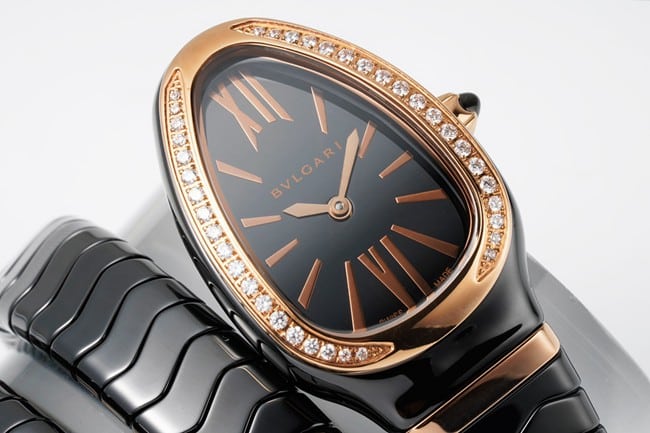 BV factory top-tier watch Bvlgari women's black dialceramicbraceletquartz watch front view