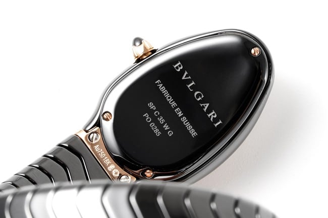 BV factory top-tier watch Bvlgari women's black dialceramicbraceletquartz watch back cover picture