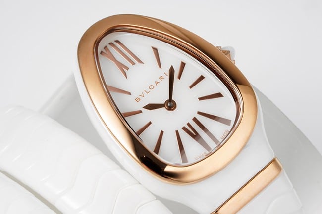 BV factory top-tier watch Bvlgariquartz women's white dialceramicbracelet watch front view