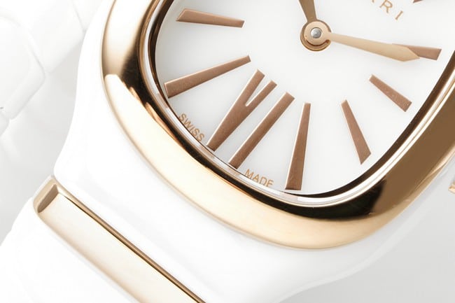 BV factory top-tier watch Bvlgariquartz women's white dialceramicbracelet watch detail shots