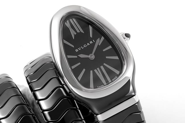 BV factory top-tier watch Bvlgari women's black dial black ceramicbraceletquartz watch front view
