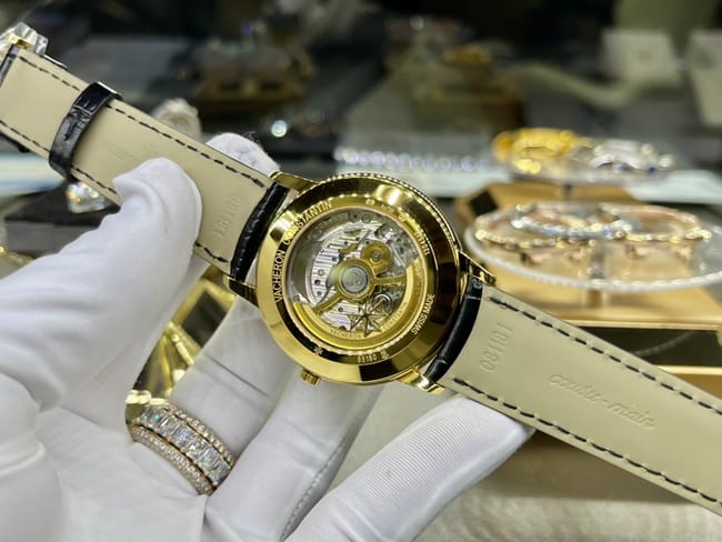 Top-tier watch Vacheron Constantin men's white dial black belt automatic movementleather strap watch movement picture