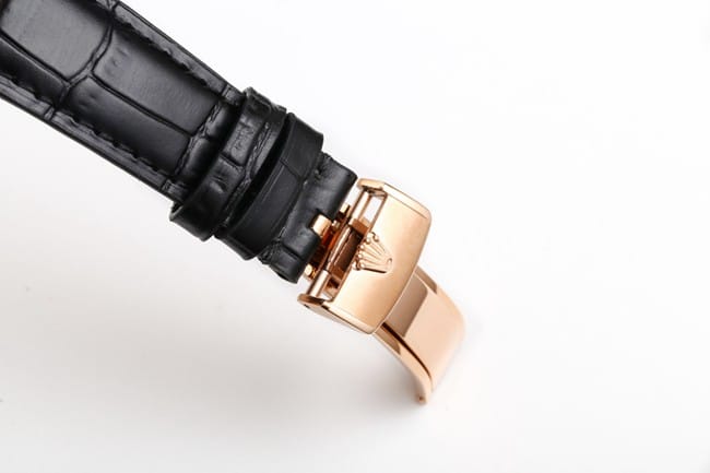TWF factory top-tier watch Rolex men's white dial black belt Cellini series 50535 moon phaseleather strap watch clasp picture
