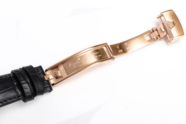 TWF factory top-tier watch Rolex men's white dial black belt Cellini series 50535 moon phaseleather strap watch clasp picture