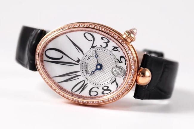 ZF Factorytop-tier watch Breguet ladies white dial black belt Queen of Naples series leather strap watch front view
