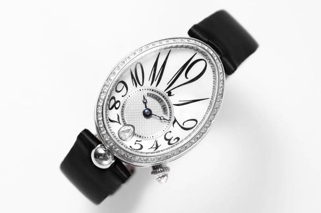 ZF Factory Breguet top-tier watch women's white dial black belt Queen of Naples leather strap watch front view