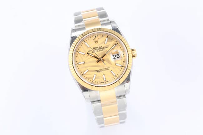 EW Factorytop-tier watch Rolex men's gold disc gold belt Oyster Datejust36 series mechanical watch front view