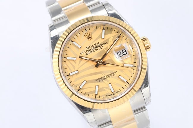 EW Factorytop-tier watch Rolex men's gold disc gold belt Oyster Datejust36 series mechanical watch front view