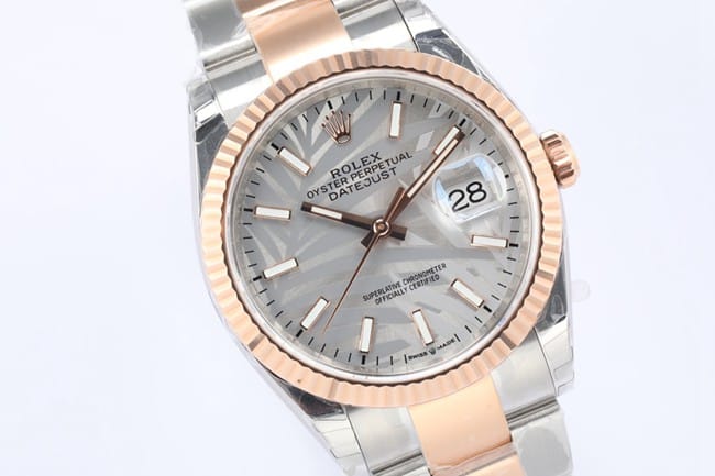 EW FactoryRolextop-tier automatic movement men's gray plate steel braceletDatejust36 series watch front view