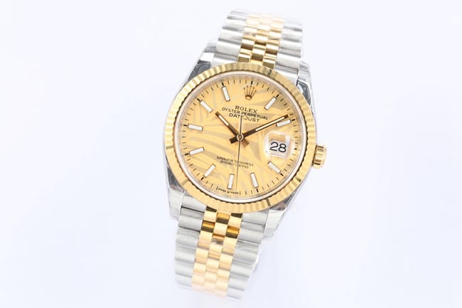 EW Factorytop-tier watch 2021 new Rolex Oyster Datejust36 series men's gold disc gold band mechanical watch front view