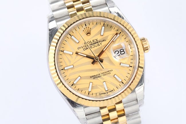 EW Factorytop-tier watch 2021 new Rolex Oyster Datejust36 series men's gold disc gold band mechanical watch front view