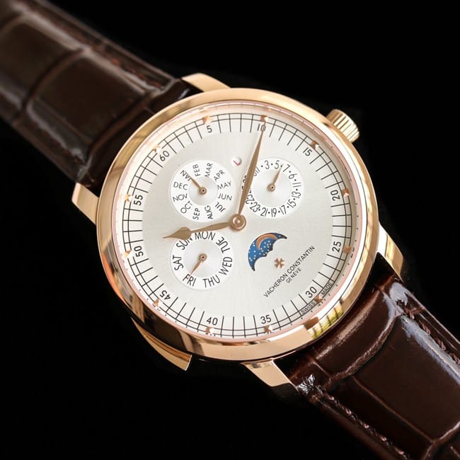 top-tier watch Vacheron Constantin men's white dial brown belt Loft Craftsman series automatic movementleather strap watch front view
