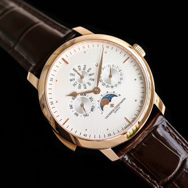top-tier watch Vacheron Constantin men's white dial brown belt Loft Craftsman series automatic movementleather strap watch front view