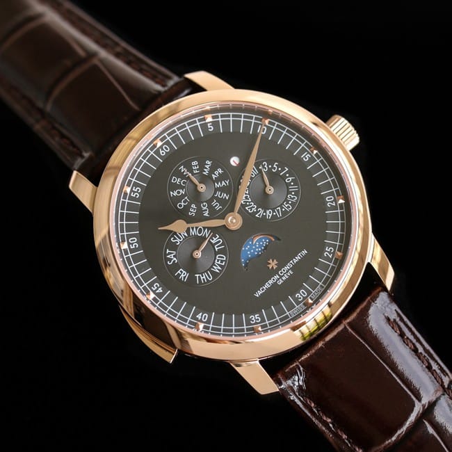 top-tier watch Vacheron Constantin men's brown plate brown belt Loft Craftsman series leather strap watch front view