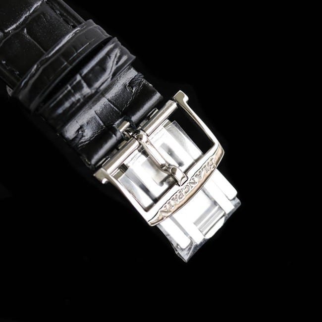 top-tier watch Blancpain men's white dial black belt villeret classic 6654moon phase display series leather strap watch clasp picture