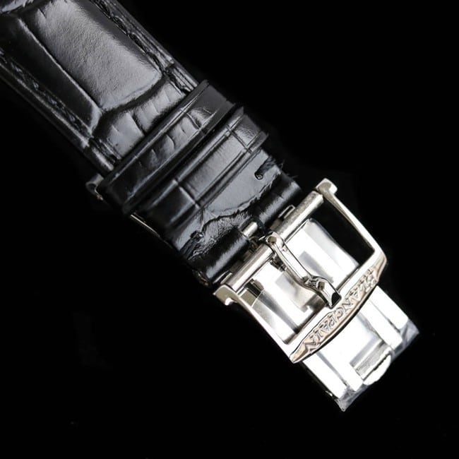 Blancpaintop-tier watchvilleret classic 6654moon phase display series men's blue dial black belt watch clasp picture