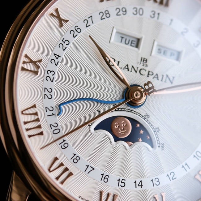Blancpain Top Watch Classic 6654 Moon Phase Display Series Men's White Dial Brown Strap Watch Detailed Images