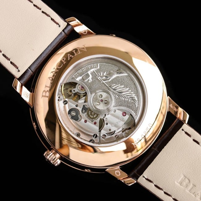 Blancpain top watch classic 6654 moon phase display series men's white dial brown strap watch movement diagram