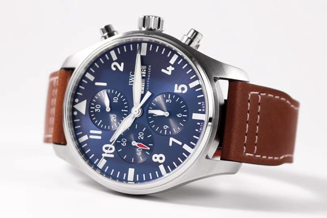 ZF FactoryIWC top-tier watch pilot chronograph series men's blue dial brown belt watch front view