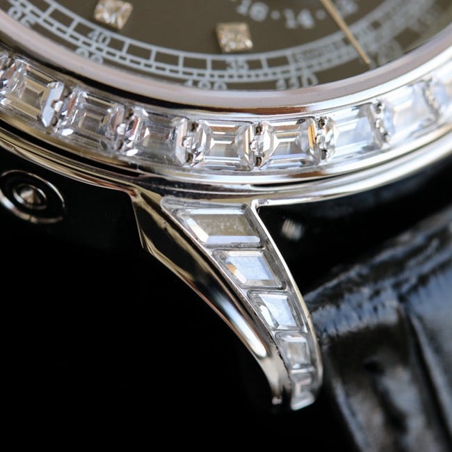 PFF factory top-tier watch Patek Philippe men's black dial black belt super complex function chronograph series leather strap watch detail shots