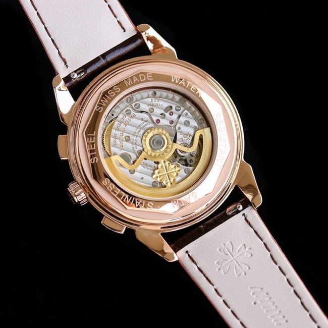 PFF factory Patek Philippetop-tier watch super complex function chronograph series men's white dial brown belt watch movement picture