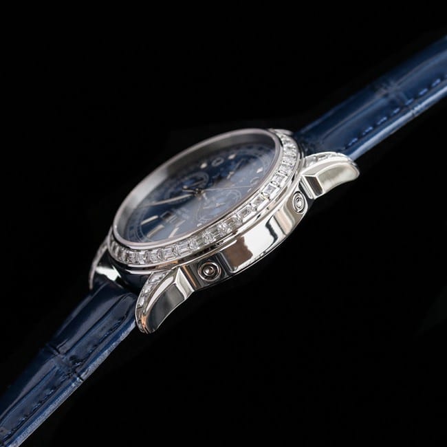 PFF factory top-tier replicaPatek Philippe super complex function chronograph series men's blue dial blue belt mechanical watch side view