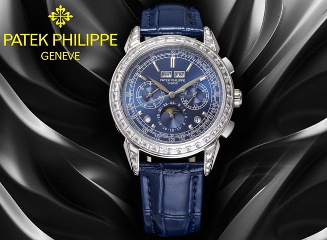 PFF factory top-tier replicaPatek Philippe super complex function chronograph series men's blue dial blue belt mechanical watch front view