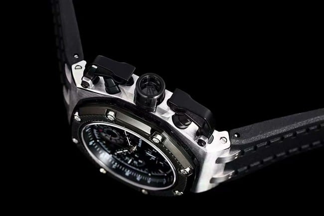 Audemars Piguettop-tier watch men's black dial black rubber strap Royal Oak offshore series mechanical watch detail shots