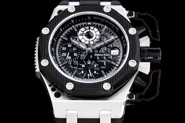 Audemars Piguettop-tier watch men's black dial black rubber strap Royal Oak offshore series mechanical watch front view