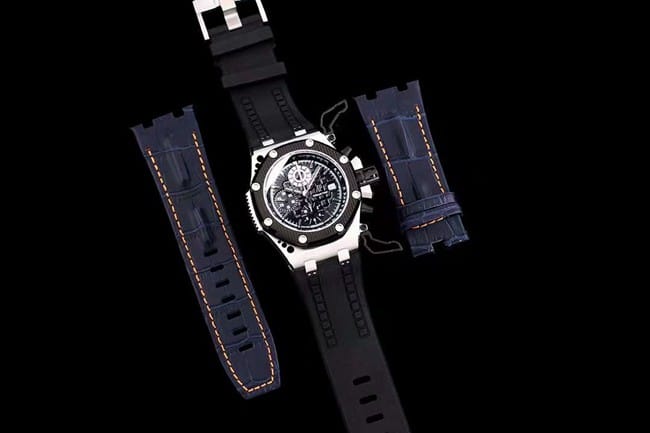 Audemars Piguettop-tier watch men's black dial black rubber strap Royal Oak offshore series mechanical watch front view