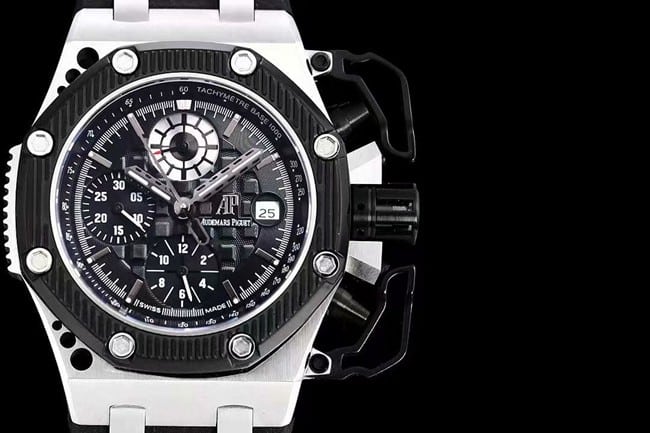 Audemars Piguettop-tier watch men's black dial black rubber strap Royal Oak offshore series mechanical watch detail shots