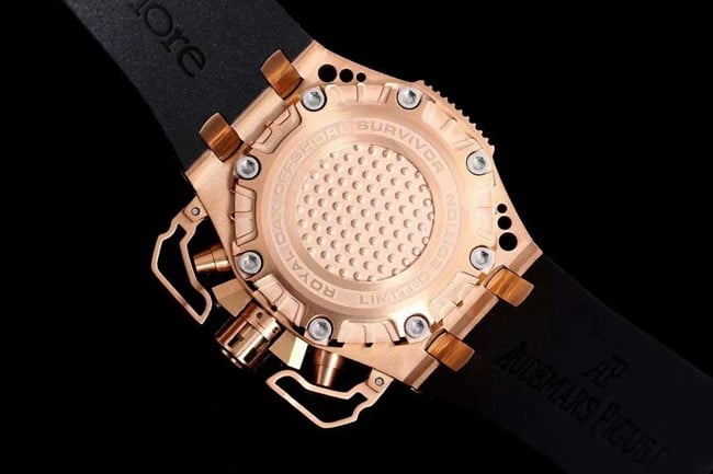 Top-tier watch Audemars Piguet44mm men's black dial rubber strapRoyal Oak offshore mechanical watch back cover picture