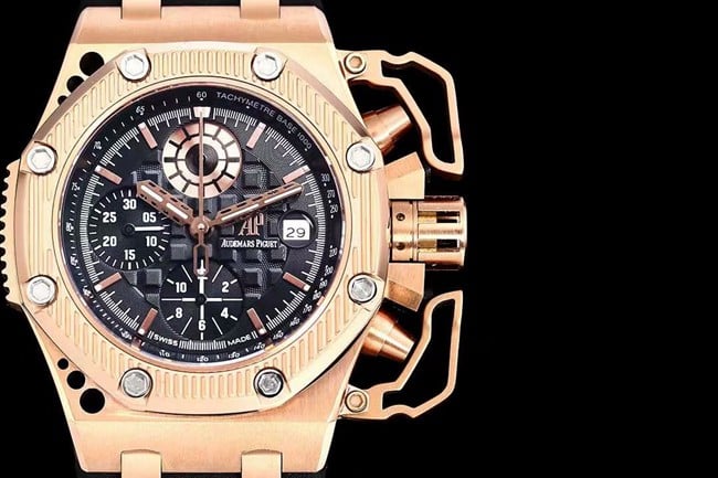 top-tier watch Audemars Piguet44mm men's black dial rubber strapRoyal Oak offshore mechanical watch detail shots