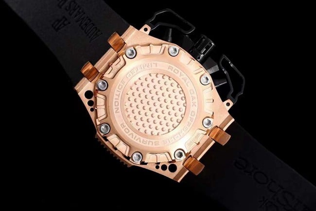 top-tier watch Audemars PiguetRoyal Oak offshore automatic winding chronograph men's black dialrubber strap watch back cover picture