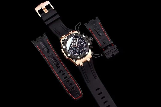 top-tier watch Audemars PiguetRoyal Oak offshore self-winding chronograph men's black dialrubber strap watch front view