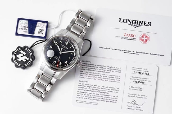 ZF FactoryLonginestop-tier watch fully automatic movement men's blue dialsteel bracelet pioneer series watch front view