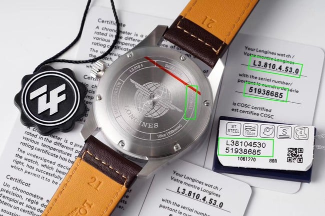 ZF Longinestop-tier watch Pioneer series full automatic movement men's blue dial brown belt watch back cover picture