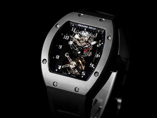 JB factory top-tier watch Richard Mille men's black dialrubber strapautomatic movementtourbillon watch front view