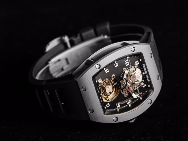 JB factory top-tier watch Richard Mille men's black dialrubber strapautomatic movementtourbillon watch front view