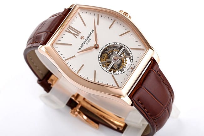 VCR factory Vacheron Constantintop-tier watch Malta tourbillon series men's white dial brown belt watch front view