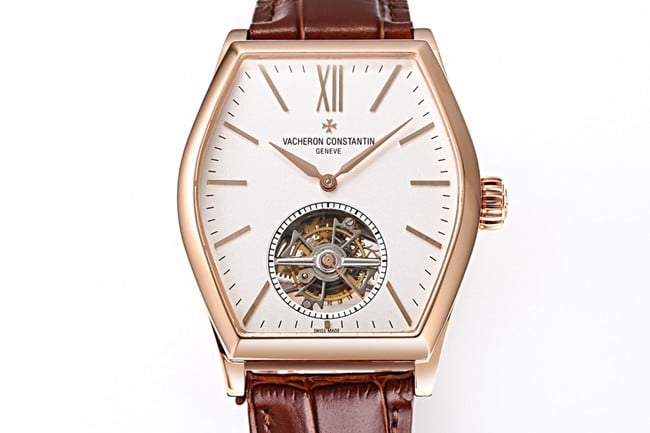 VCR factory Vacheron Constantintop-tier watch Malta tourbillon series men's white dial brown belt watch front view