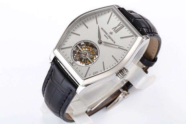VCR factory Vacheron Constantintop-tier watch men's white dial black belt full automatic movement Malta tourbillon series leather strap watch front view