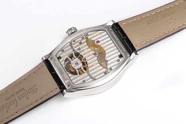 VCR factory Vacheron Constantintop-tier watch men's white dial black belt full automatic movement Malta tourbillon series leather strap watch movement picture