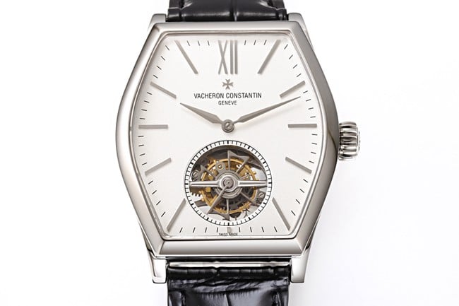 VCR factory Vacheron Constantintop-tier watch men's Maltese tourbillonwhite dial black belt fully automatic movementleather strap watch front view
