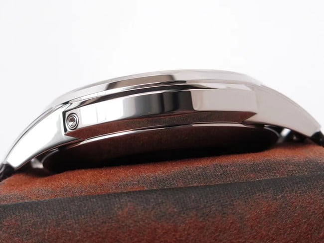 GS factory top-tier watch Patek Philippe men's white dial brown belt super complex function timepiece leather strap watch side view