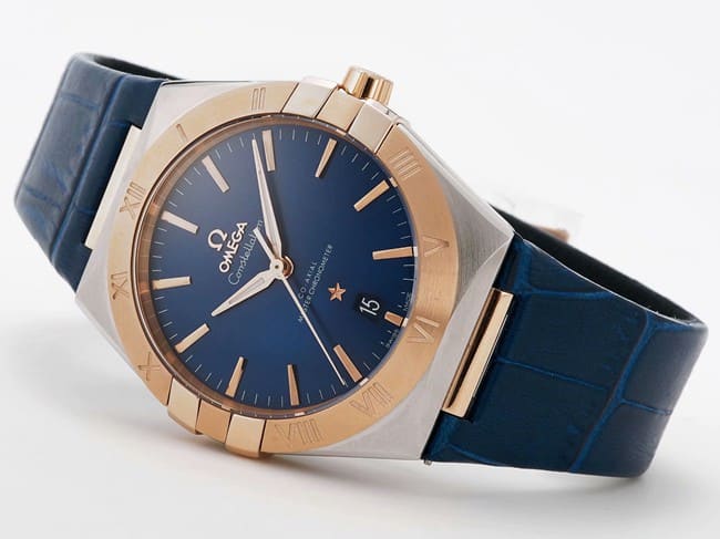TW factory Omegatop-tier watch constellation series 39mm men's blue dial blue belt automatic movement watch front view