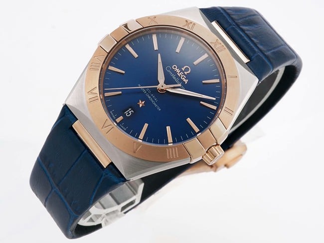 TW factory Omegatop-tier watch constellation series 39mm men's blue dial blue belt automatic movement watch front view