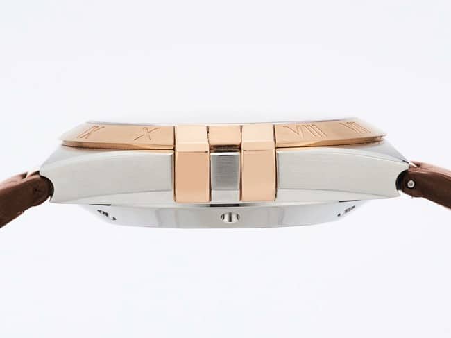 TW factory top-tier watch Omega men's brown plate brown belt constellation series leather strap watch side view