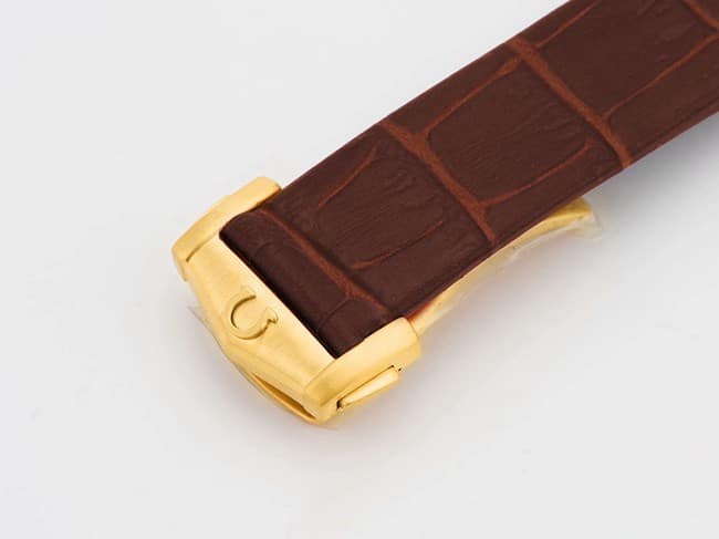 TW factory Omegatop-tier watch constellation series men's gold plate brown band watch clasp picture