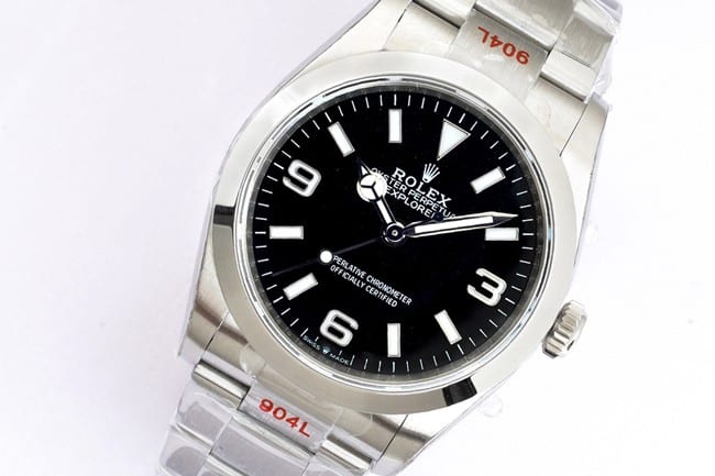 EW Factorytop-tier replicaRolex men's black dialsteel bracelet explorer type 36 series steel bracelet watch front view